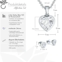 Schmuckladen AMOONIC Brautschmuck "Affections" Schmuck-Set bestehend aus Herzkette^ Hochzeit|Schmuck