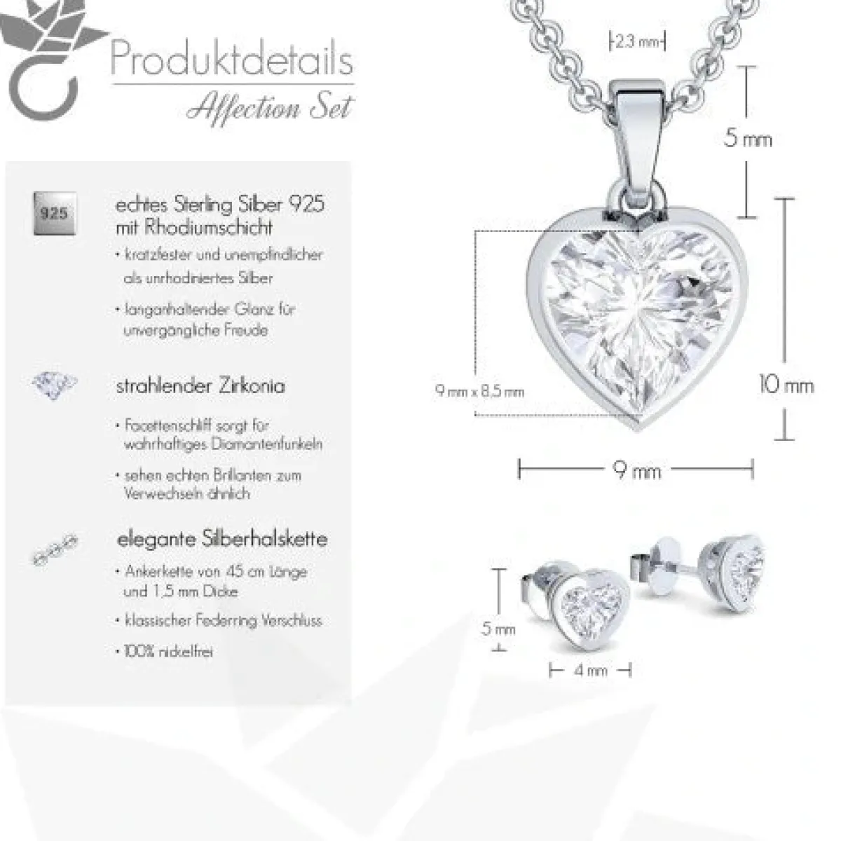 Schmuckladen AMOONIC Brautschmuck "Affections" Schmuck-Set bestehend aus Herzkette^ Hochzeit|Schmuck