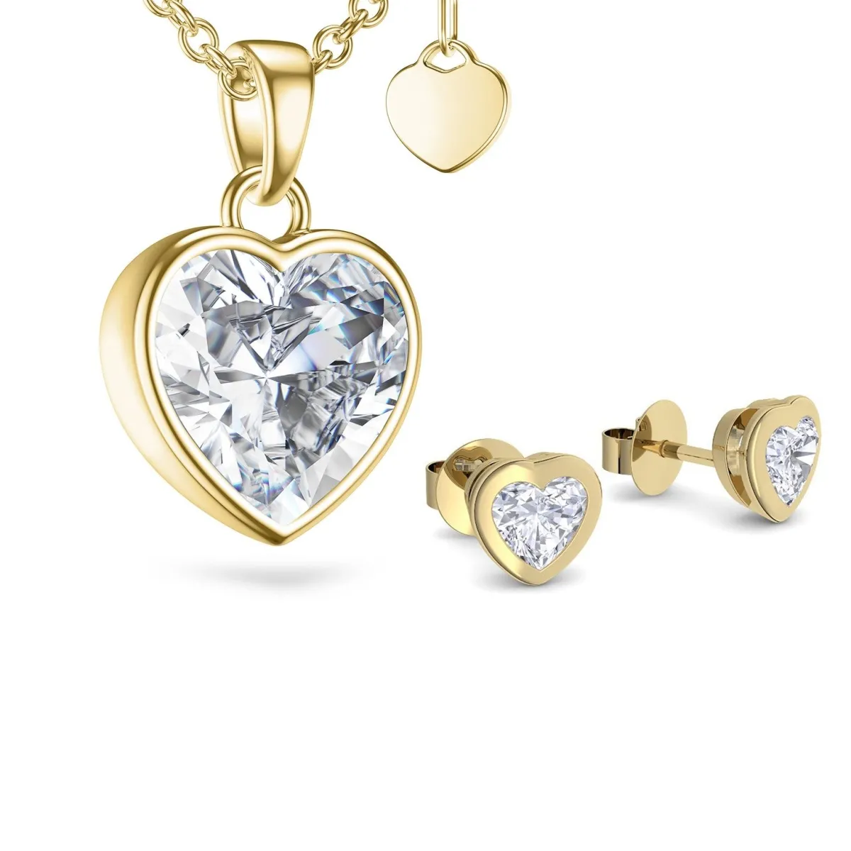 Schmuckladen AMOONIC Brautschmuck "Affections" Schmuck-Set bestehend aus Herzkette^ Hochzeit|Schmuck