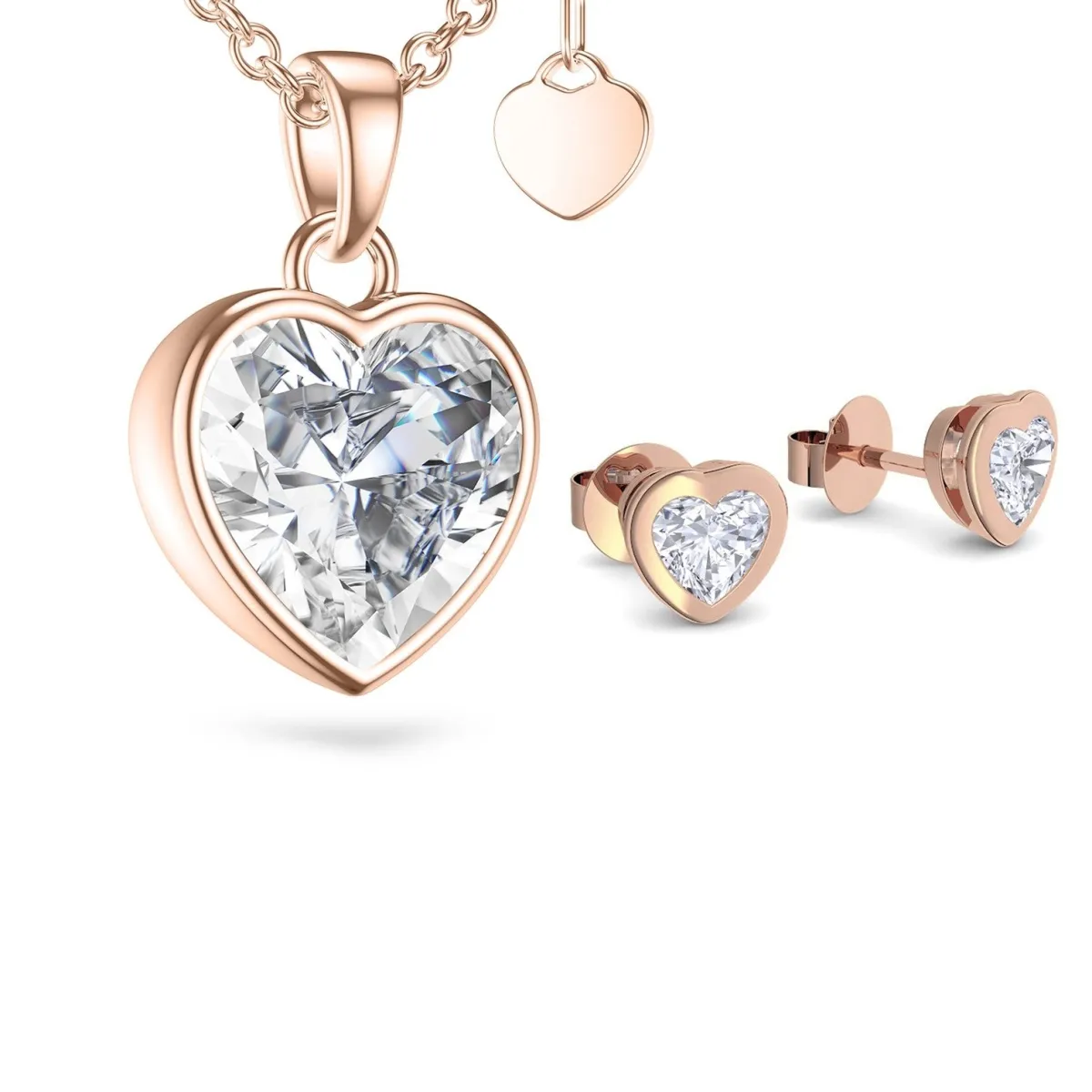 Schmuckladen AMOONIC Brautschmuck "Affections" Schmuck-Set bestehend aus Herzkette^ Hochzeit|Schmuck