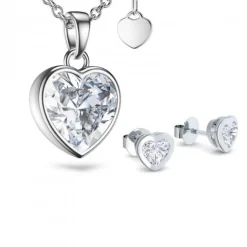 Schmuckladen AMOONIC Brautschmuck "Affections" Schmuck-Set bestehend aus Herzkette^ Hochzeit|Schmuck