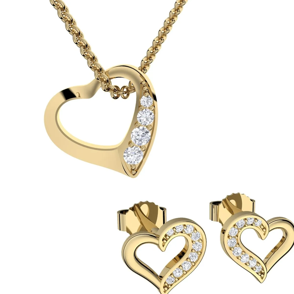 Schmuckladen AMOONIC Brautschmuck "Heartbeat" Schmuck-Set bestehend aus Herzkette u^ Hochzeit|Schmuck