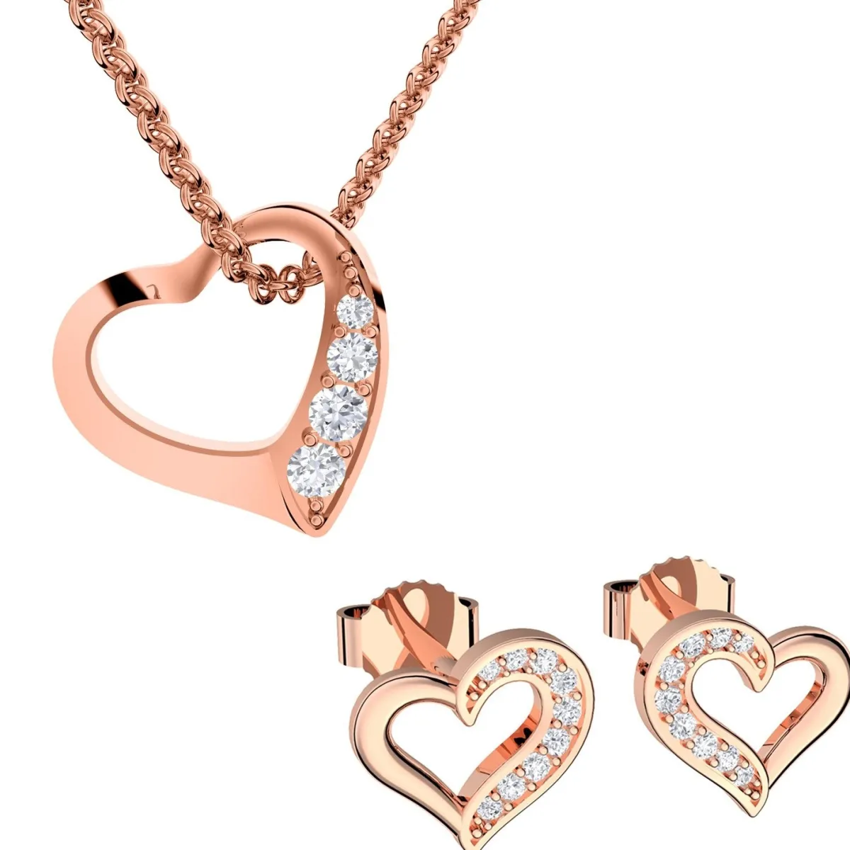 Schmuckladen AMOONIC Brautschmuck "Heartbeat" Schmuck-Set bestehend aus Herzkette u^ Hochzeit|Schmuck