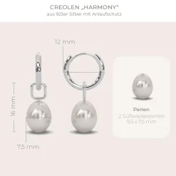 Schmuckladen AMOONIC Creolen "Harmony" Silber 925 klein Kreolen zum aufklappen mit^ Perlenohrringe|Creolen