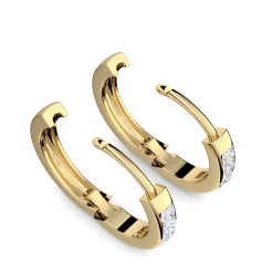Schmuckladen AMOONIC Creolen "Vision" klein Kreolen zum aufklappen mit 10 Zirkonia^ Creolen|Schmuck
