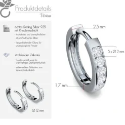 Schmuckladen AMOONIC Creolen "Vision" klein Kreolen zum aufklappen mit 10 Zirkonia^ Creolen|Schmuck