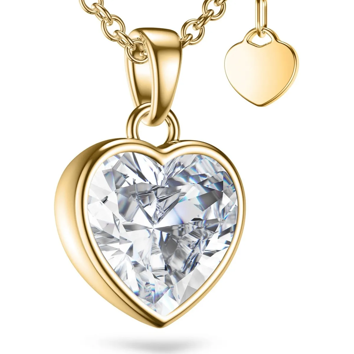 Schmuckladen AMOONIC Herzkette "Affection" Herzanhänger mit Herz-Zirkonia (individu^ Herzketten|Schmuck