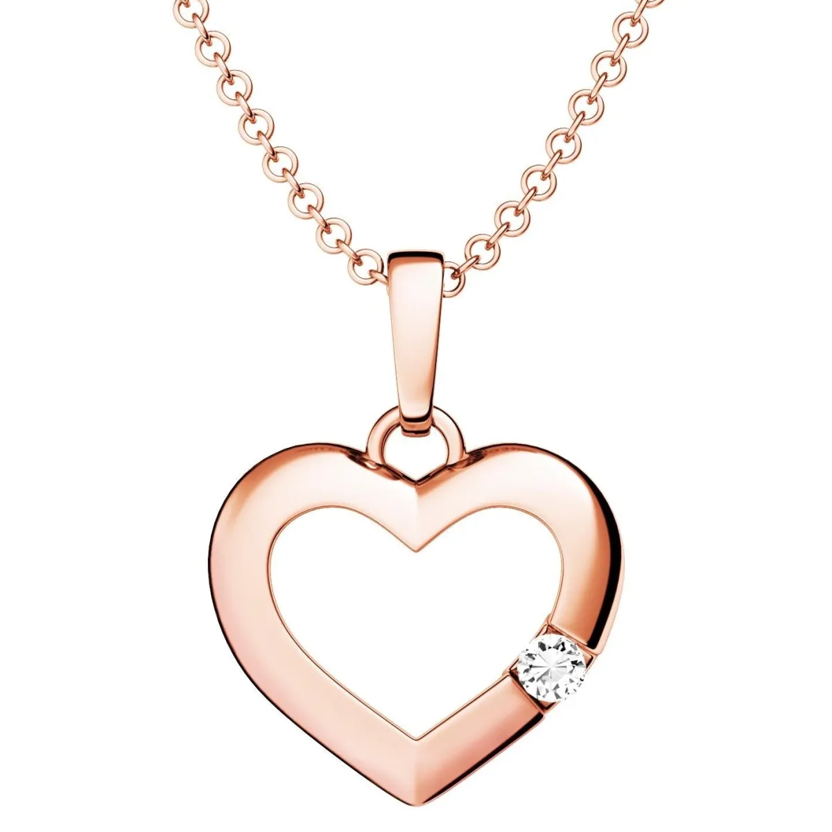 Schmuckladen AMOONIC Herzkette "Little Secret" Herzanhänger mit Herz-Zirkonia (indi^ Herzketten|Schmuck