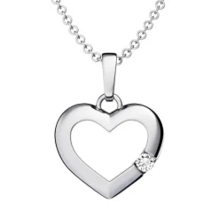 Schmuckladen AMOONIC Herzkette "Little Secret" Herzanhänger mit Herz-Zirkonia (indi^ Herzketten|Schmuck
