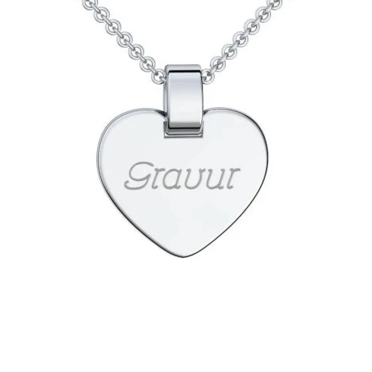 Schmuckladen AMOONIC Herzkette "Lovely" Silber 925 Kette mit Herz-Gravurplatte - An^ Herzketten|Schmuck