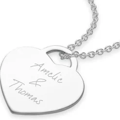 Schmuckladen AMOONIC Herzkette "True Words" Kette mit Herz-Gravurplatte - Anhänger^ Herzketten|Herzketten Mit Gravur