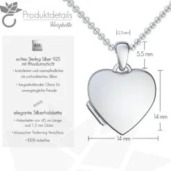 Schmuckladen AMOONIC Herzmedaillon "Smooth Heart" Herzanhänger aufklappbar und mit^ Medaillons|Herzketten
