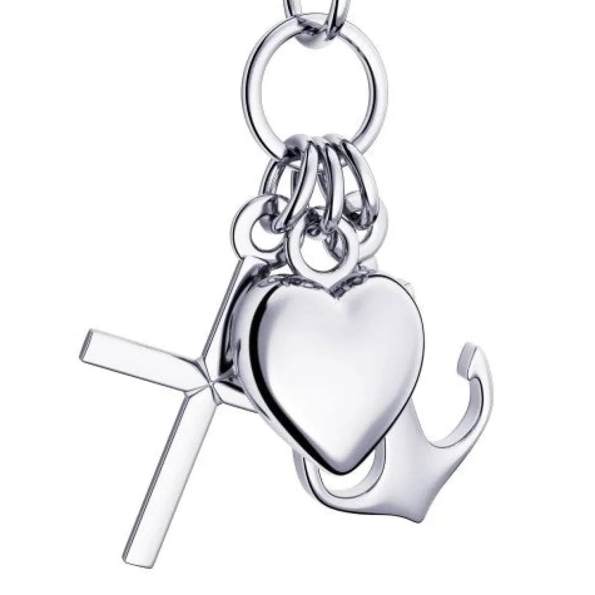 Schmuckladen AMOONIC Kette "Glaube-Liebe-Hoffnung" Herz-Kreuz-Anker-Anhänger^ Konfirmation|Schmuck