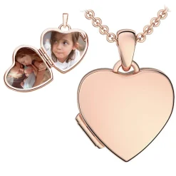 Schmuckladen AMOONIC Kindermedaillon "Little Love" 925er Silber vergoldet Herzanhän^ Medaillons|Herzketten