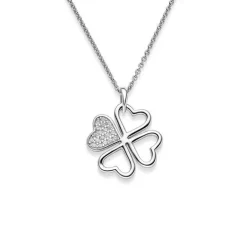 Schmuckladen AMOONIC Kleeblattkette "Great Luck" Herzanhänger mit Zirkonia - Glücks^ Schmuck