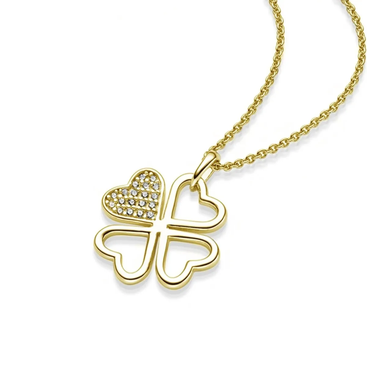 Schmuckladen AMOONIC Kleeblattkette "Great Luck" Herzanhänger mit Zirkonia - Glücks^ Schmuck