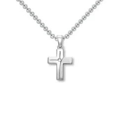 Schmuckladen AMOONIC Kreuz Kette "Aurora" Kreuzanhänger mit Zirkonia Stein - Kinder^ Konfirmation|Schmuck