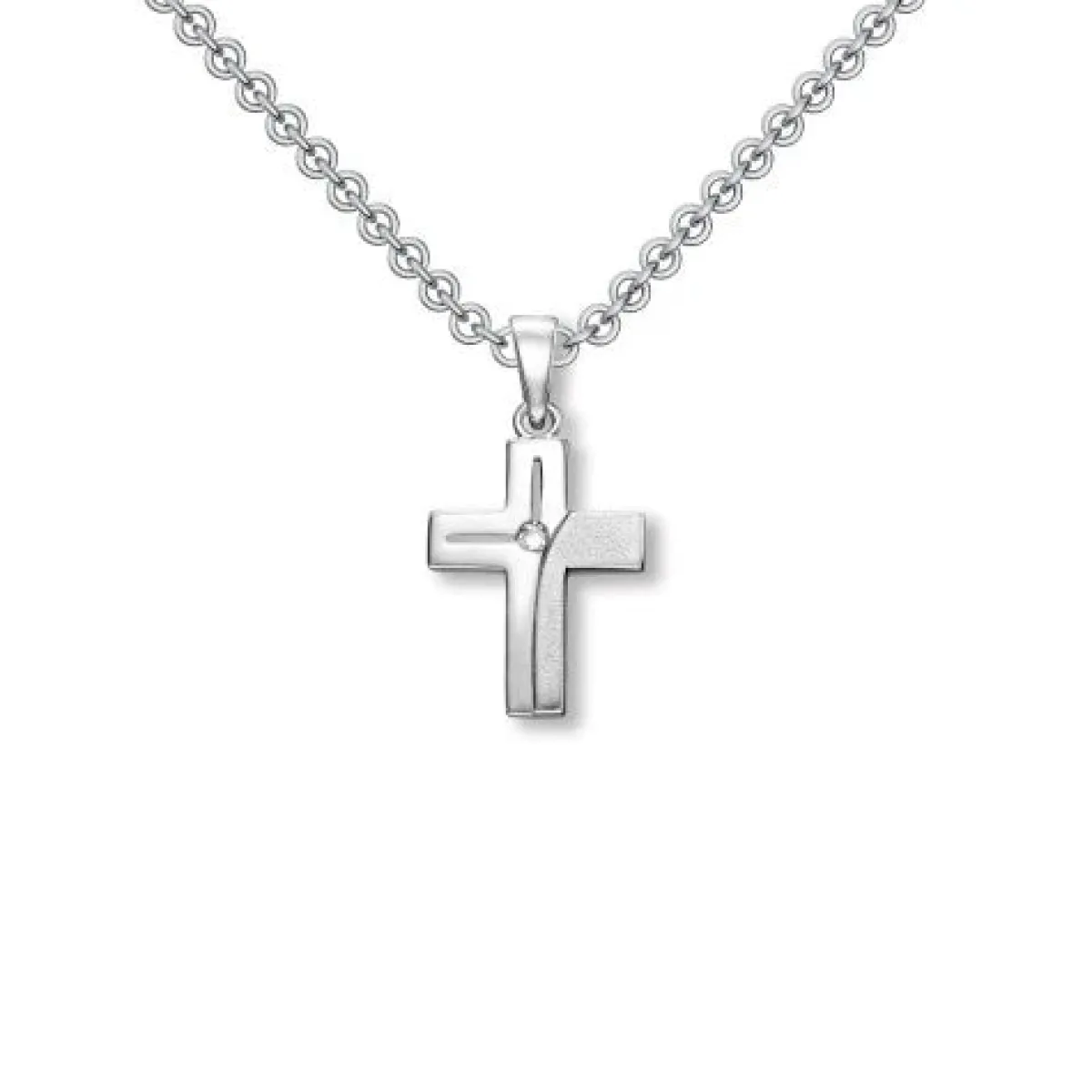 Schmuckladen AMOONIC Kreuz Kette "Aurora" Kreuzanhänger mit Zirkonia Stein - Kinder^ Konfirmation|Schmuck
