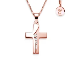 Schmuckladen AMOONIC Kreuz Kette "Belief" Kreuzanhänger mit 3 Zirkonia Steinen - Ki^ Konfirmation|Schmuck
