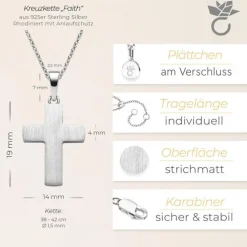 Schmuckladen AMOONIC Kreuz Kette "Faith" schlichter gravierbarer Kreuzanhänger - Ki^ Konfirmation|Schmuck