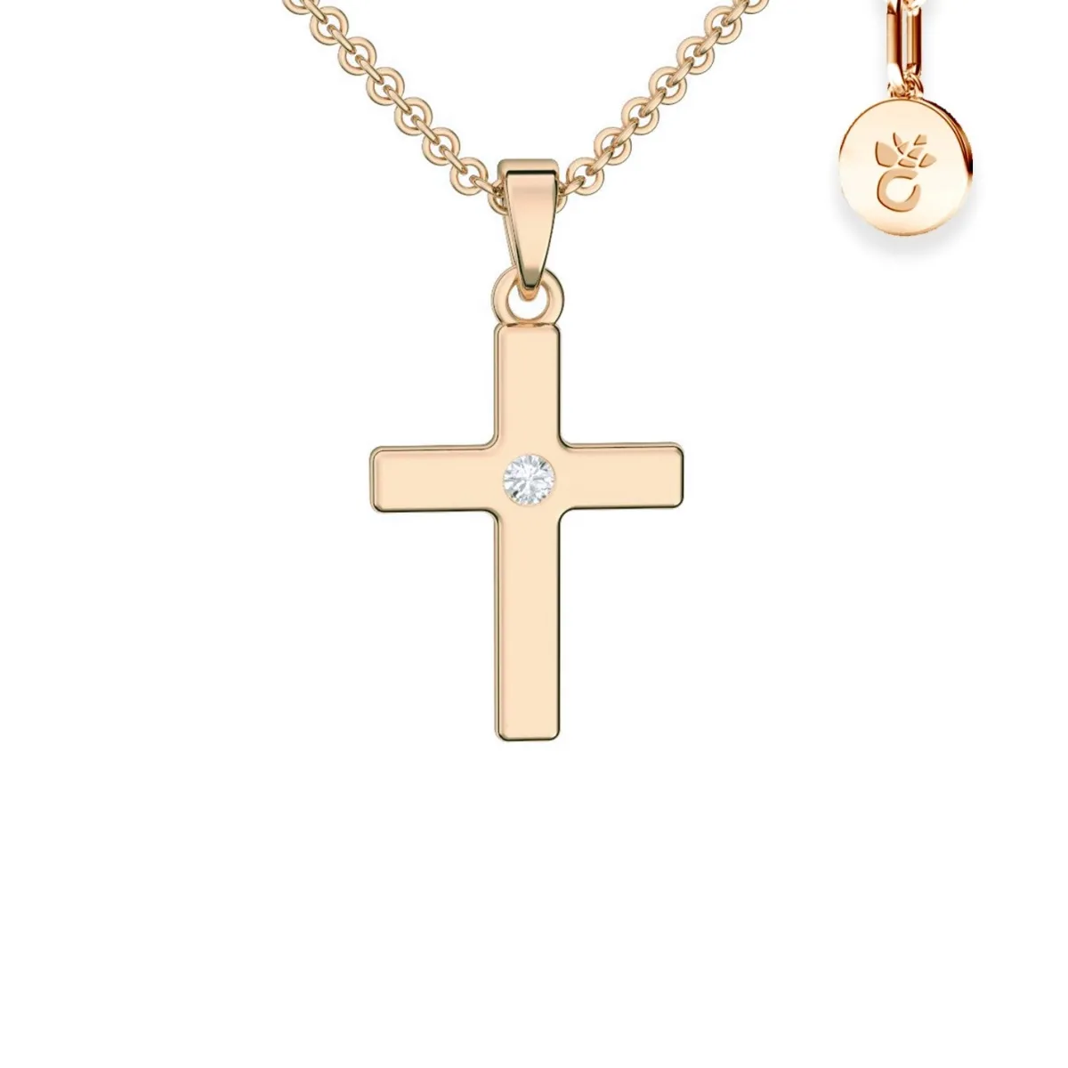 Schmuckladen AMOONIC Kreuz Kette "Receive" Kreuzanhänger mit Zirkonia Stein - Kinde^ Konfirmation|Schmuck