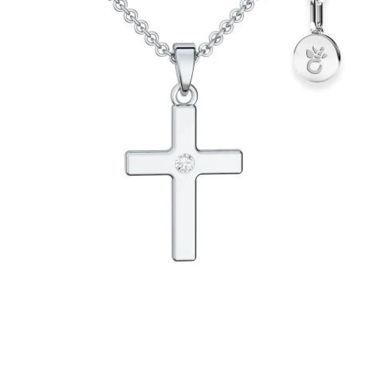 Schmuckladen AMOONIC Kreuz Kette "Receive" Kreuzanhänger mit Zirkonia Stein - Kinde^ Konfirmation|Schmuck