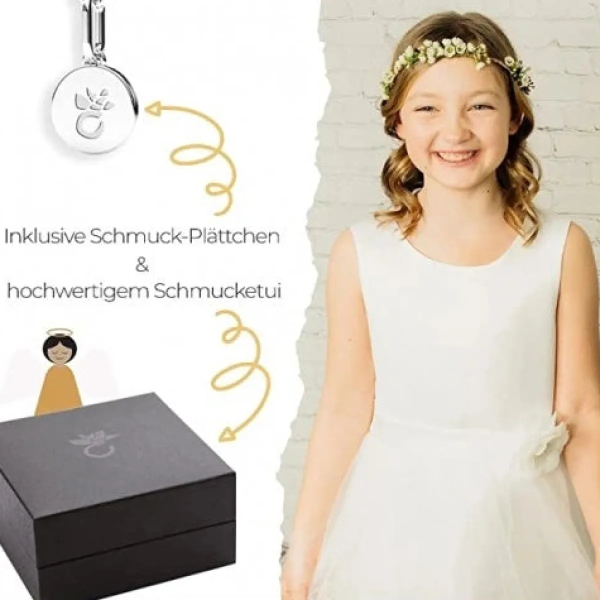 Schmuckladen AMOONIC Kreuz Kette "Receive" Kreuzanhänger mit Zirkonia Stein - Kinde^ Konfirmation|Schmuck