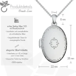 Schmuckladen AMOONIC Medaillon "Ornate Love" Kette mit Amulett - Anhänger zum Öffne^ Medaillons|Schmuck