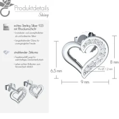 Schmuckladen AMOONIC Ohrstecker "Shiny" Herz Ohrringe mit 18 Zirkonia Steinen^ Ohrstecker|Schmuck