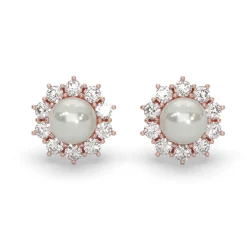 Schmuckladen AMOONIC Ohrstecker "Sparkling Pearl" Blumen Ohrringe mit Süßwasserperl^ Perlenohrringe|Ohrstecker