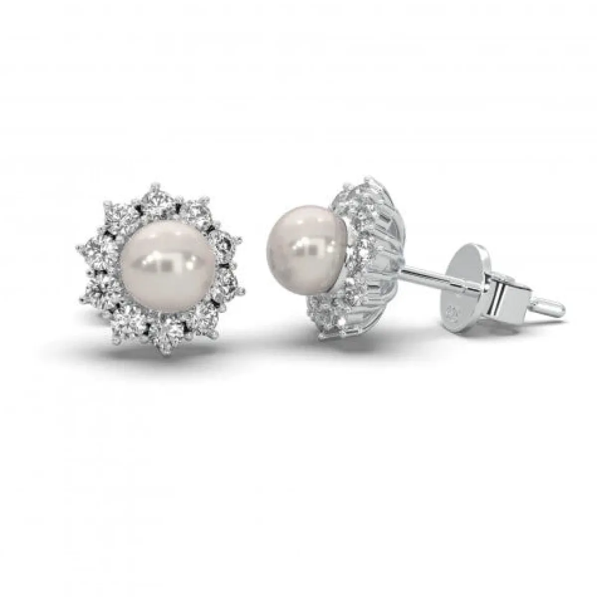 Schmuckladen AMOONIC Ohrstecker "Sparkling Pearl" Blumen Ohrringe mit Süßwasserperl^ Perlenohrringe|Ohrstecker