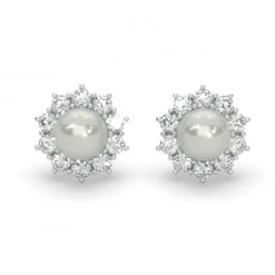 Schmuckladen AMOONIC Ohrstecker "Sparkling Pearl" Blumen Ohrringe mit Süßwasserperl^ Perlenohrringe|Ohrstecker