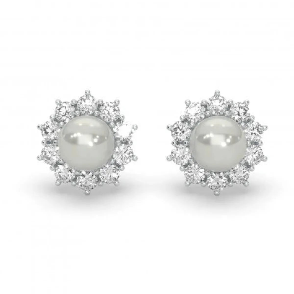 Schmuckladen AMOONIC Ohrstecker "Sparkling Pearl" Blumen Ohrringe mit Süßwasserperl^ Perlenohrringe|Ohrstecker