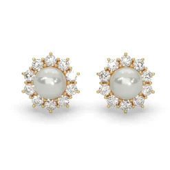 Schmuckladen AMOONIC Ohrstecker "Sparkling Pearl" Blumen Ohrringe mit Süßwasserperl^ Perlenohrringe|Ohrstecker