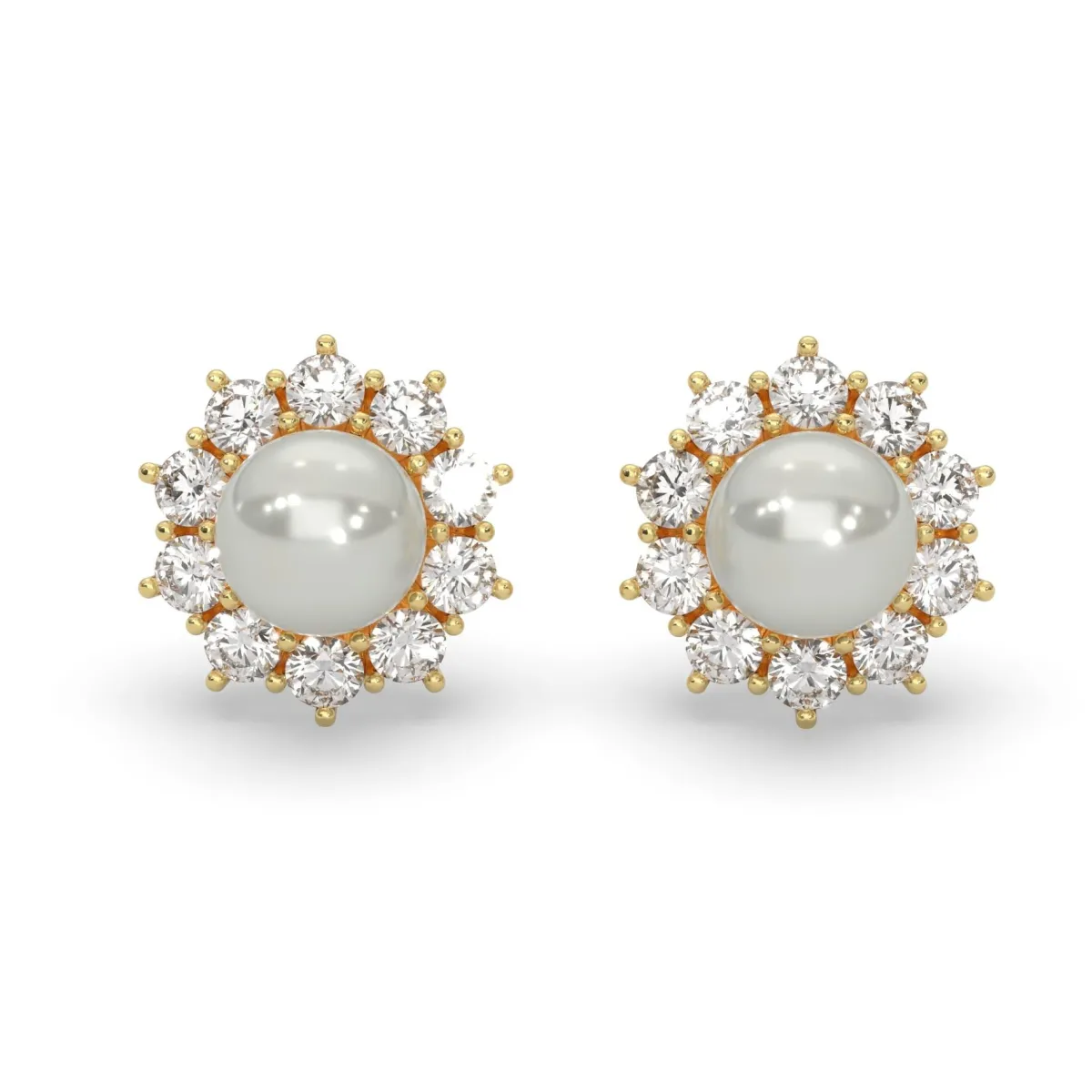 Schmuckladen AMOONIC Ohrstecker "Sparkling Pearl" Blumen Ohrringe mit Süßwasserperl^ Perlenohrringe|Ohrstecker