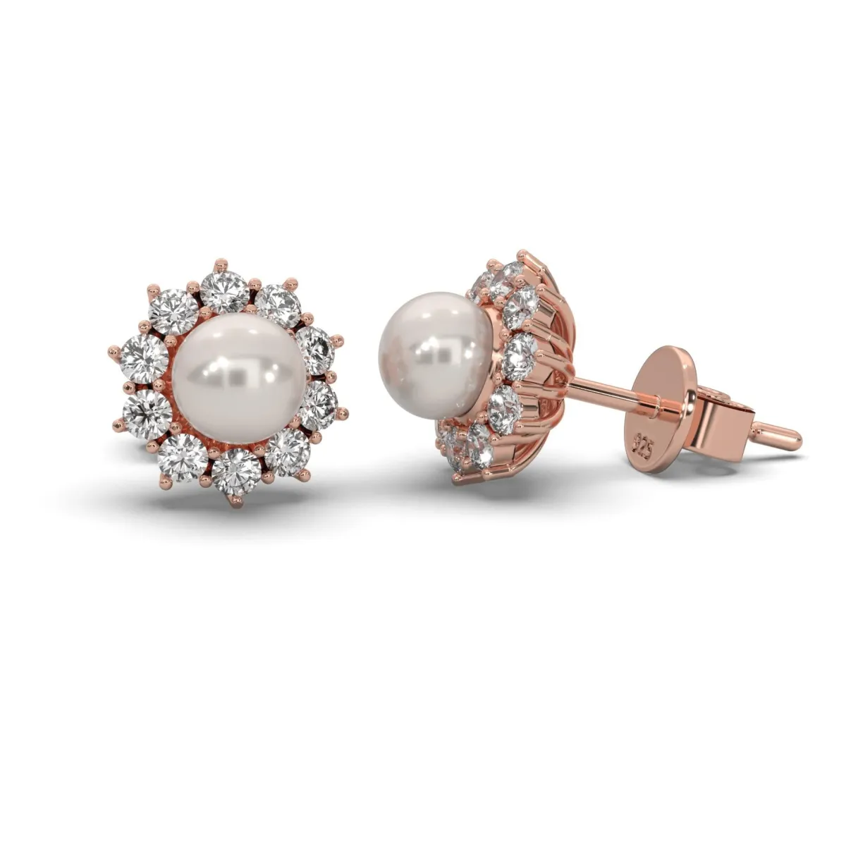 Schmuckladen AMOONIC Ohrstecker "Sparkling Pearl" Blumen Ohrringe mit Süßwasserperl^ Perlenohrringe|Ohrstecker