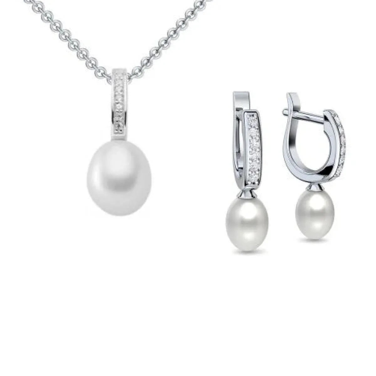 Schmuckladen AMOONIC Perlschmuck "Dreamlike" Brautschmuck bestehend aus einer Kette^ Hochzeit|Perlenohrringe