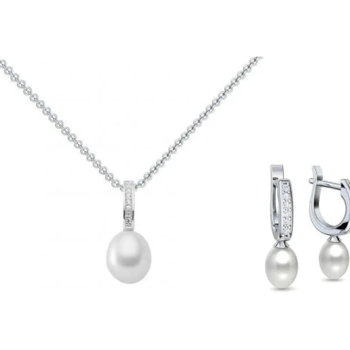 Schmuckladen AMOONIC Perlschmuck "Dreamlike" Brautschmuck bestehend aus einer Kette^ Hochzeit|Perlenohrringe