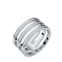 Schmuckladen AMOONIC Ringmodell "Three Rows" funkelnder Ring in Sterling Silber 925^ Schmuck