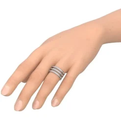 Schmuckladen AMOONIC Ringmodell "Three Rows" funkelnder Ring in Sterling Silber 925^ Schmuck