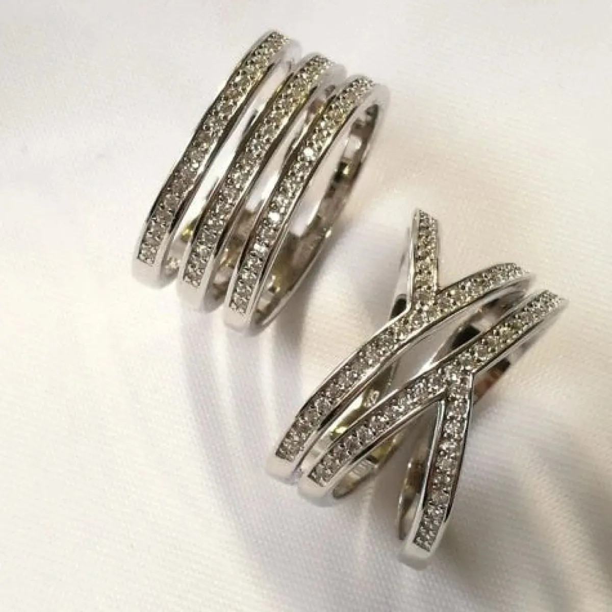 Schmuckladen AMOONIC Ringmodell "Three Rows" funkelnder Ring in Sterling Silber 925^ Schmuck