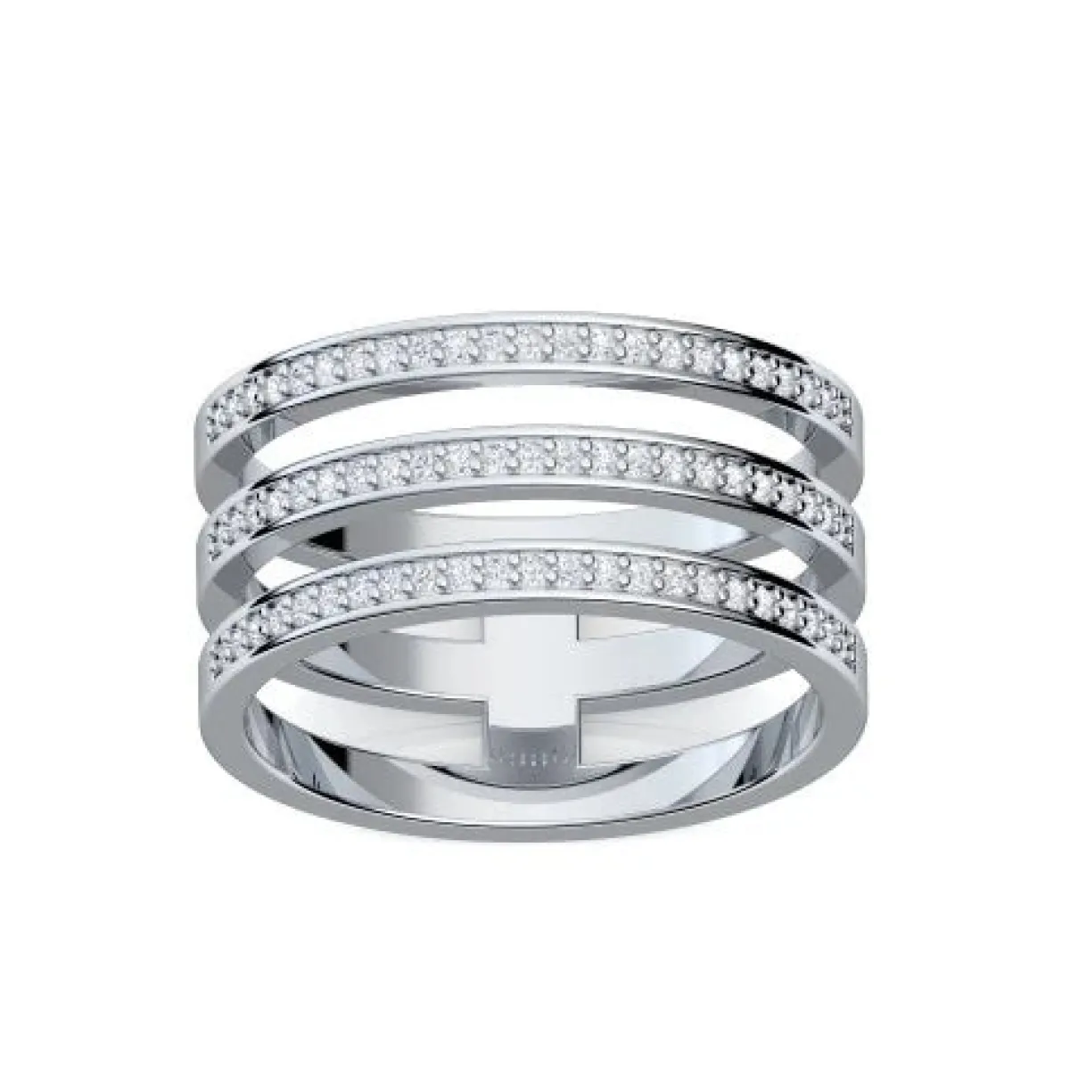 Schmuckladen AMOONIC Ringmodell "Three Rows" funkelnder Ring in Sterling Silber 925^ Schmuck