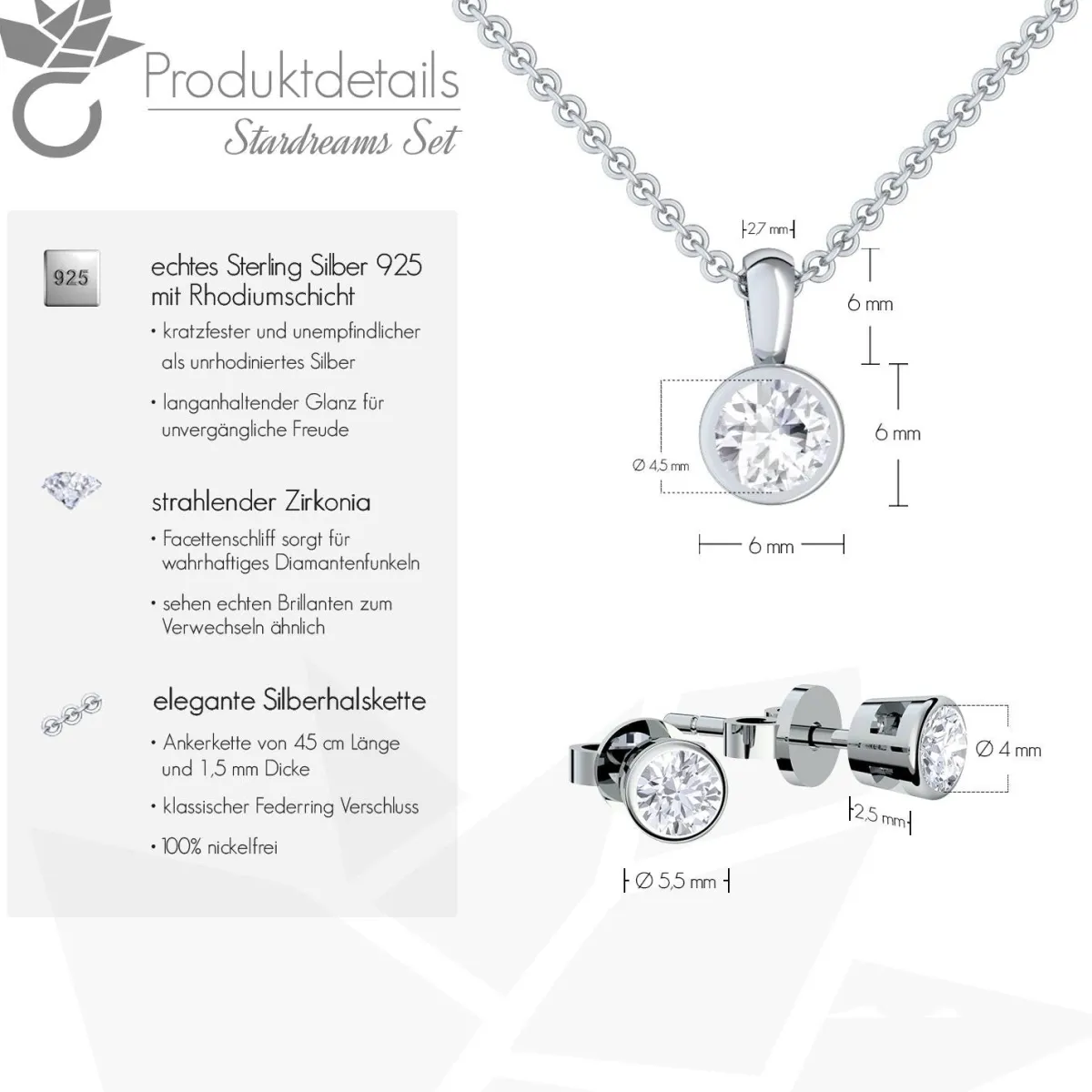 Schmuckladen AMOONIC Schmuck-Set "Stardreams" Brautschmuck bestehend aus einer Kett^ Hochzeit|Schmuck