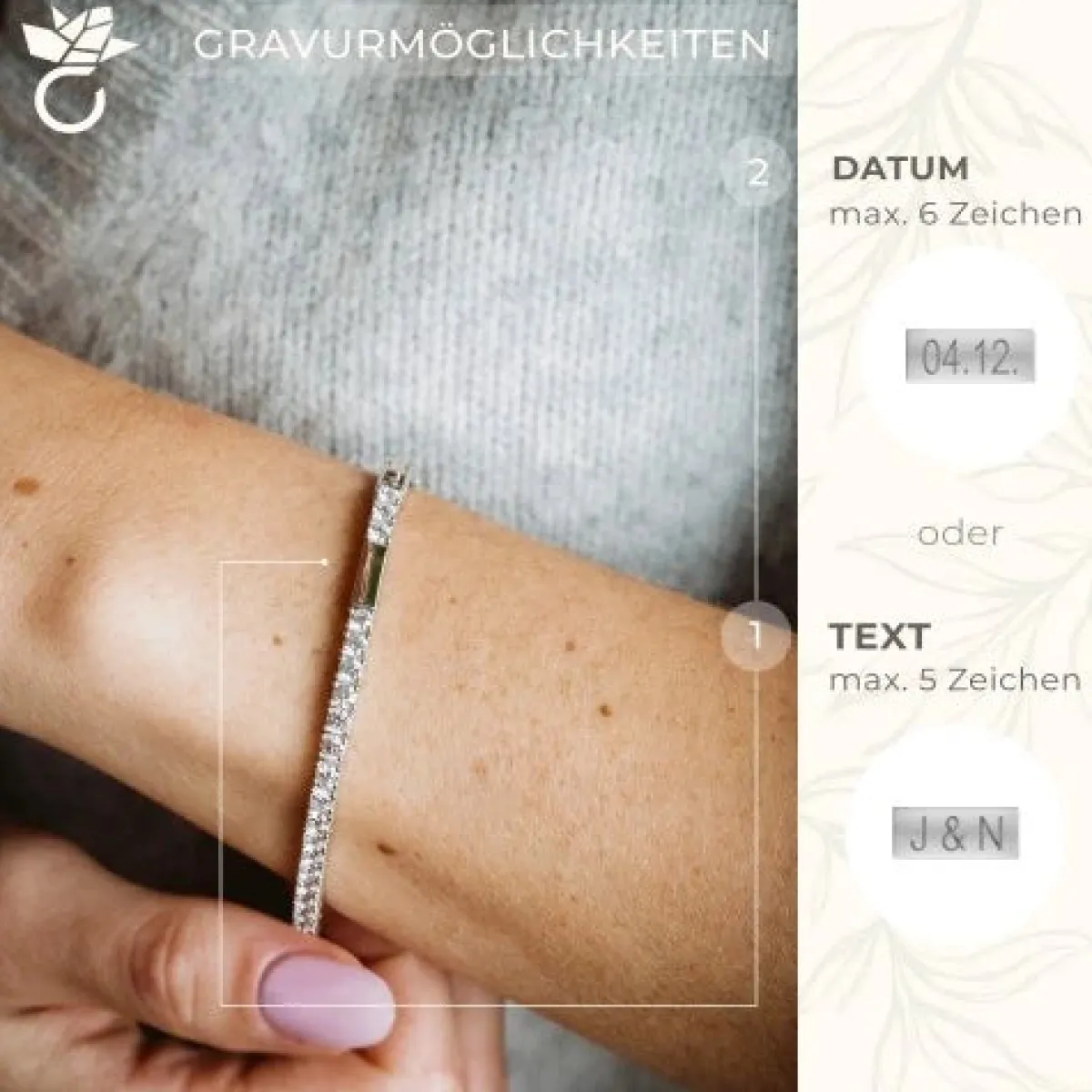 Schmuckladen AMOONIC Tennisarmband "Match" mit Zirkonia - gravierbares Identarmband^ Schmuck