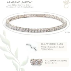 Schmuckladen AMOONIC Tennisarmband "Match" mit Zirkonia - gravierbares Identarmband^ Schmuck