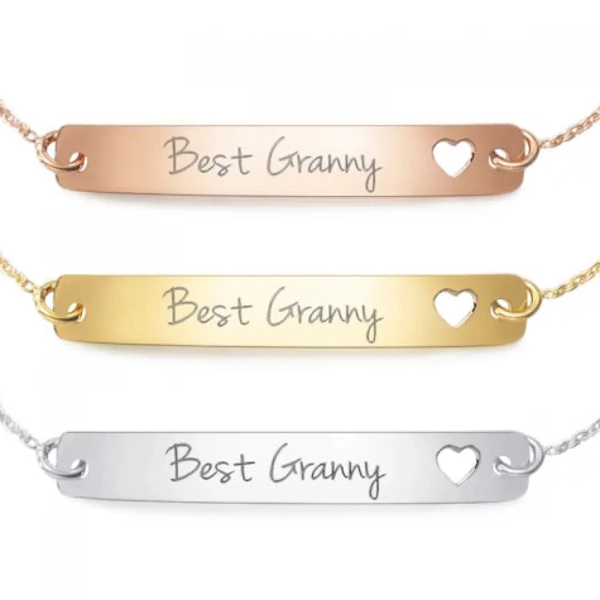 Schmuckladen Armband mit Gravur "Best Granny" - 925 Sterlingsilber | gravierbar^ Armbänder Mit Gravur|Armbänder Mit Gravur