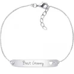 Schmuckladen Armband mit Gravur "Best Granny" - 925 Sterlingsilber | gravierbar^ Armbänder Mit Gravur|Armbänder Mit Gravur