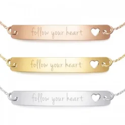 Schmuckladen Armband mit Gravur "follow your heart" - 925 Sterlingsilber | Rückseit^ Herzarmbänder|Armbänder Mit Gravur