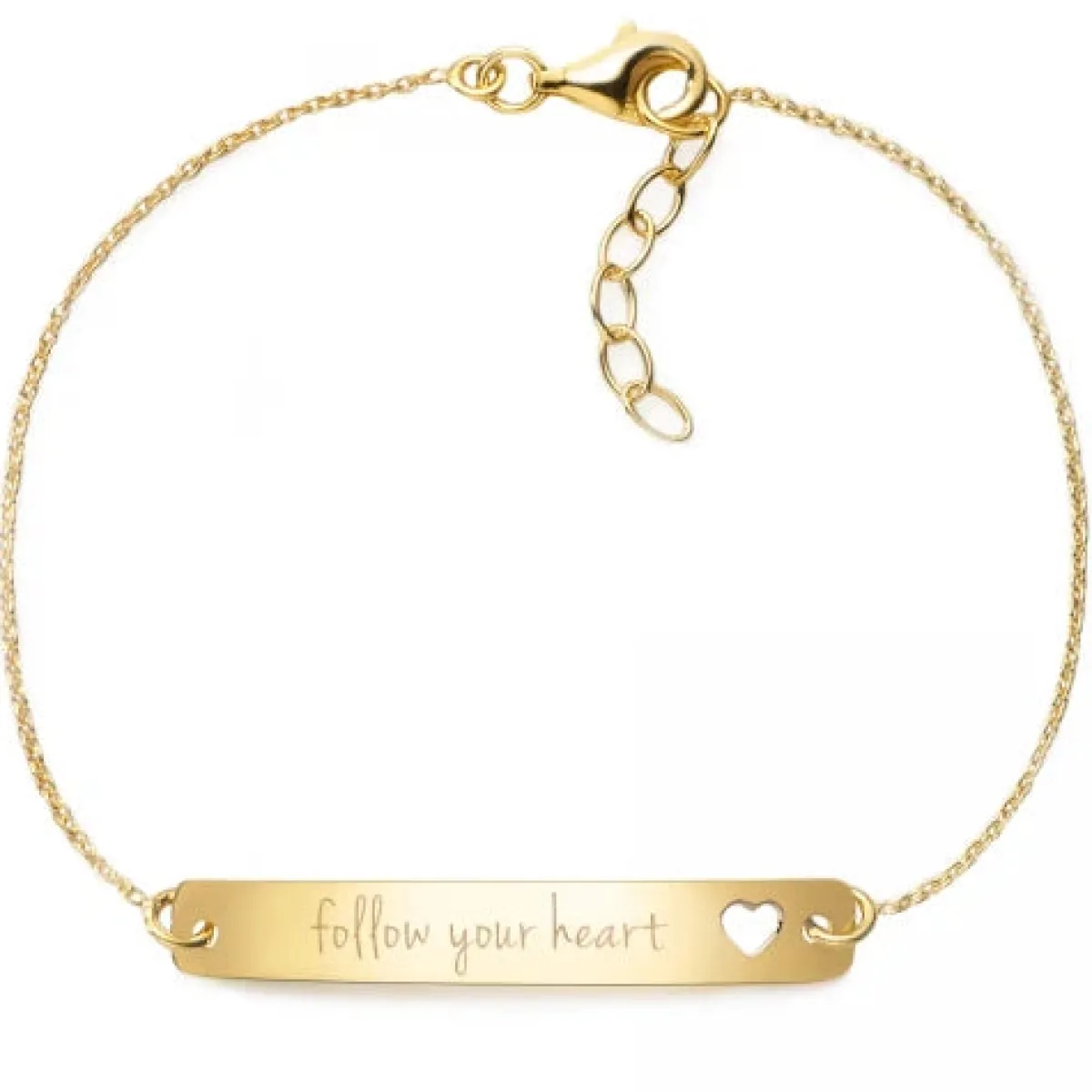 Schmuckladen Armband mit Gravur "follow your heart" - 925 Sterlingsilber | Rückseit^ Herzarmbänder|Armbänder Mit Gravur