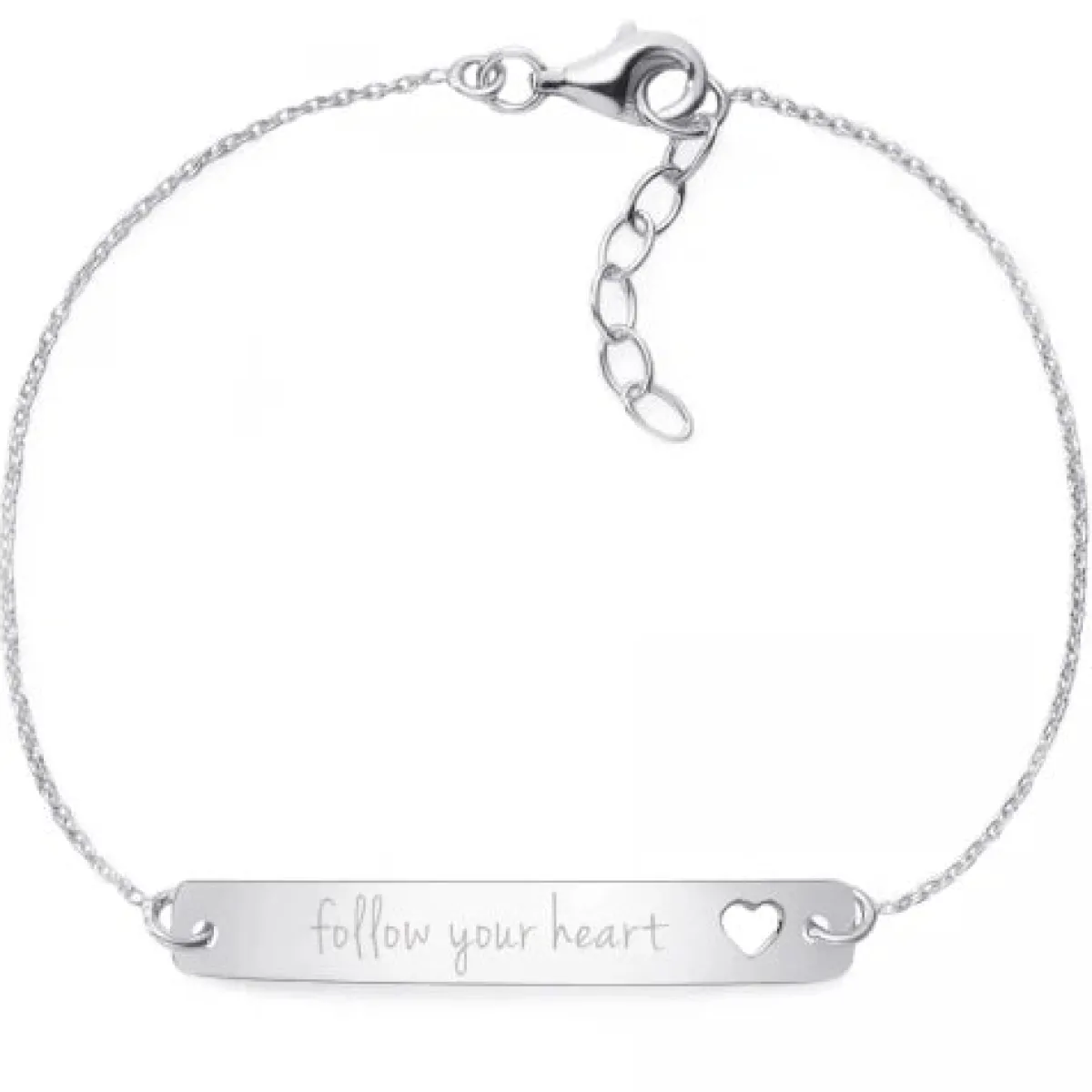 Schmuckladen Armband mit Gravur "follow your heart" - 925 Sterlingsilber | Rückseit^ Herzarmbänder|Armbänder Mit Gravur